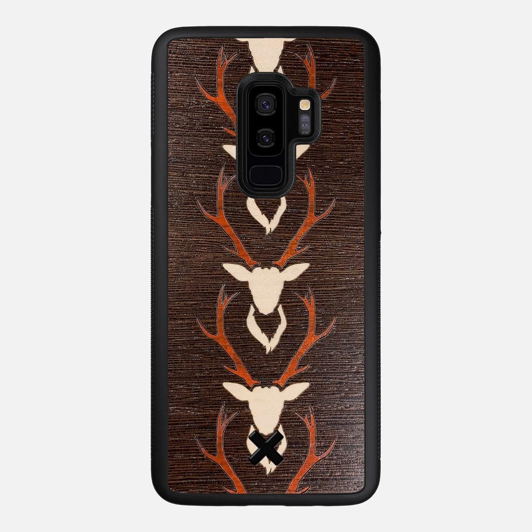 Stag Case for the Samsung Galaxy S9 Plus featuring a Maple & Padauk Deer Inlay on a Wenge Wood backer with the Keyway X Mark#Phone Model_Galaxy S9 Plus