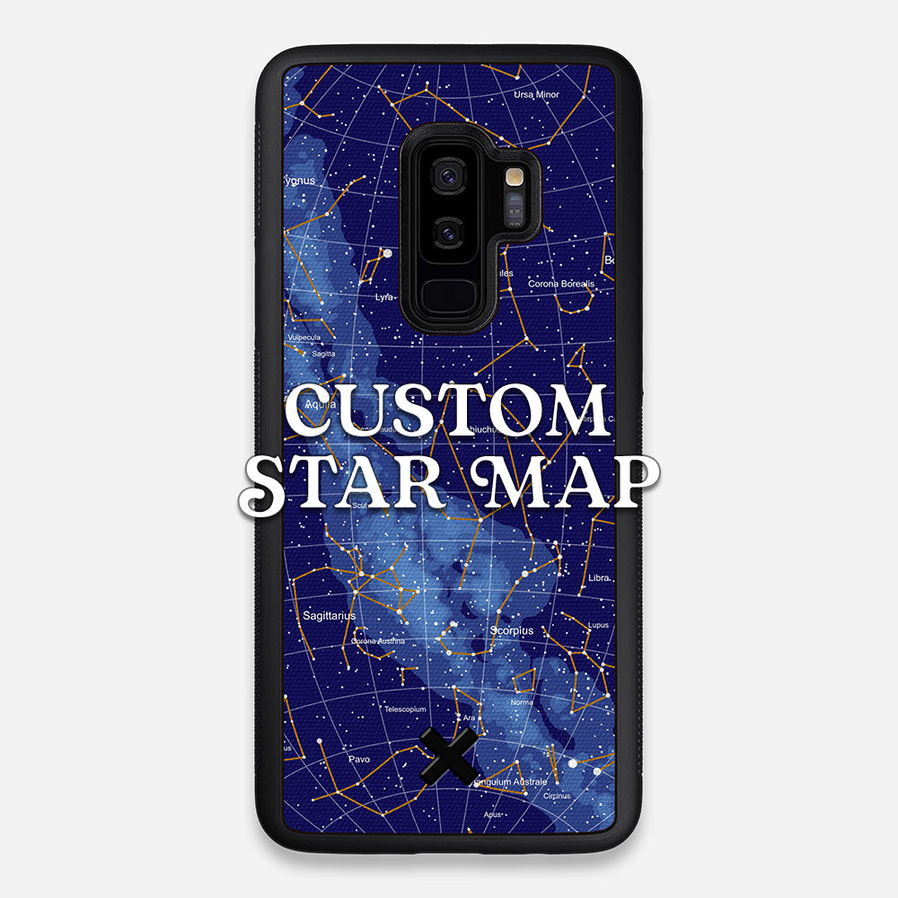Front view of the Custom Star Map Printed Canvas Galaxy S9+ Case by Keyway Designs