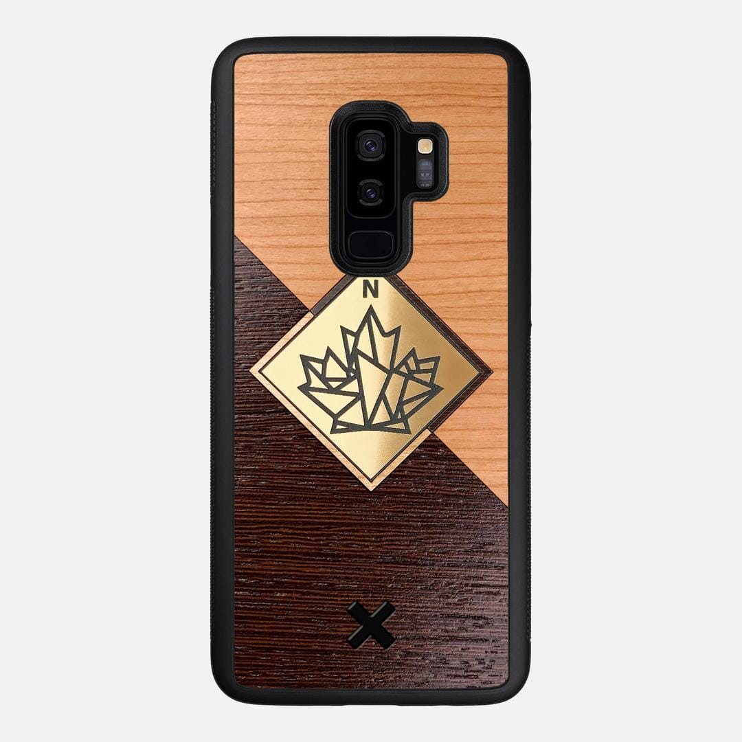 True North Case for the Samsung Galaxy S9 Plus featuring an Engraved Gold, Cherry, and Wenge Wood backer with the Keyway X Mark#Phone Model_Galaxy S9 Plus