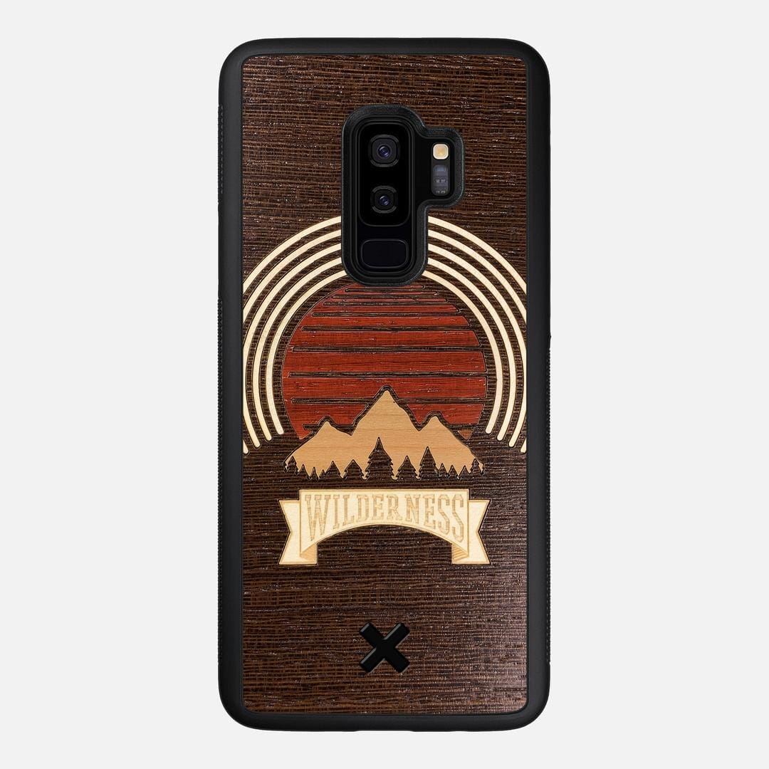 Wilderness Case for the Samsung Galaxy S9 Plus featuring a Maple, Padauk, and Cherry Sunset inlay on a Wenge Wood backer with the Keyway X Mark#Phone Model_Galaxy S9 Plus