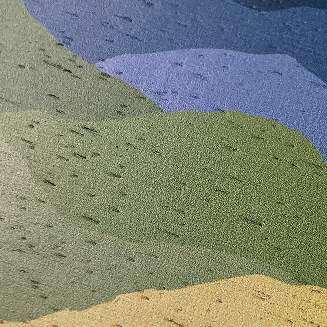 Zoomed in detailed shot of the vibrant flowing rainbow print on Wenge wood phone case by Keyway