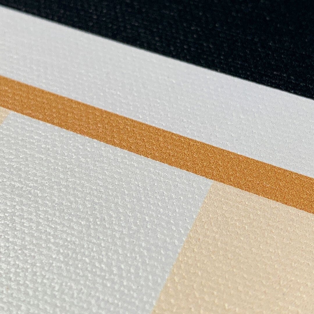 Zoomed in detail shot of the printed yellow and white lines on the Island flag cotton canvas case by Keyway
