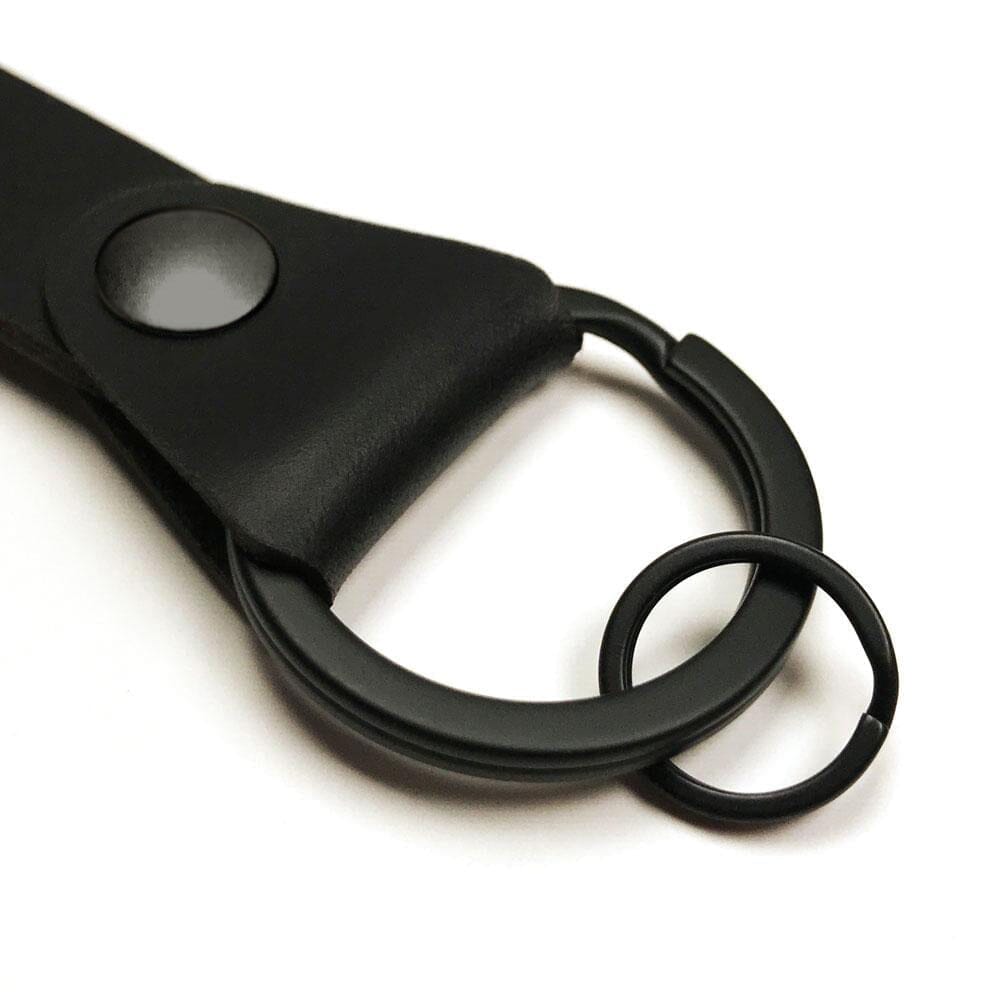 Lanyard Leather Key Chain by Keyway Designs - Black - Key Ring Zoom