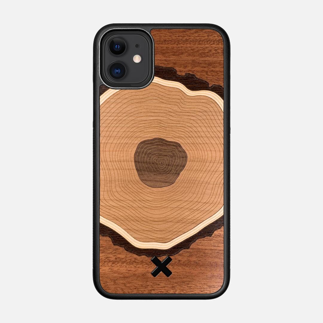 Arbor Case for the Apple iPhone 11 featuring a Sapele, Wenge, Maple, Cherry, and Walnut Wood backer with the Keyway X Mark#Phone Model_iPhone 11
