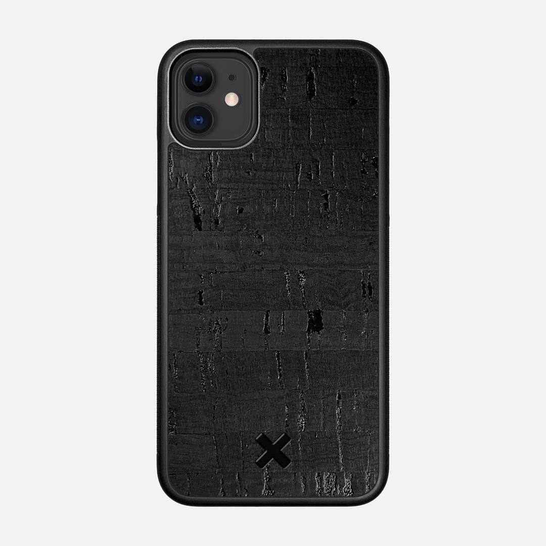 Black Cork Case for the Apple iPhone 11 featuring a Genuine Cork backer with the Keyway X Mark#Phone Model_iPhone 11