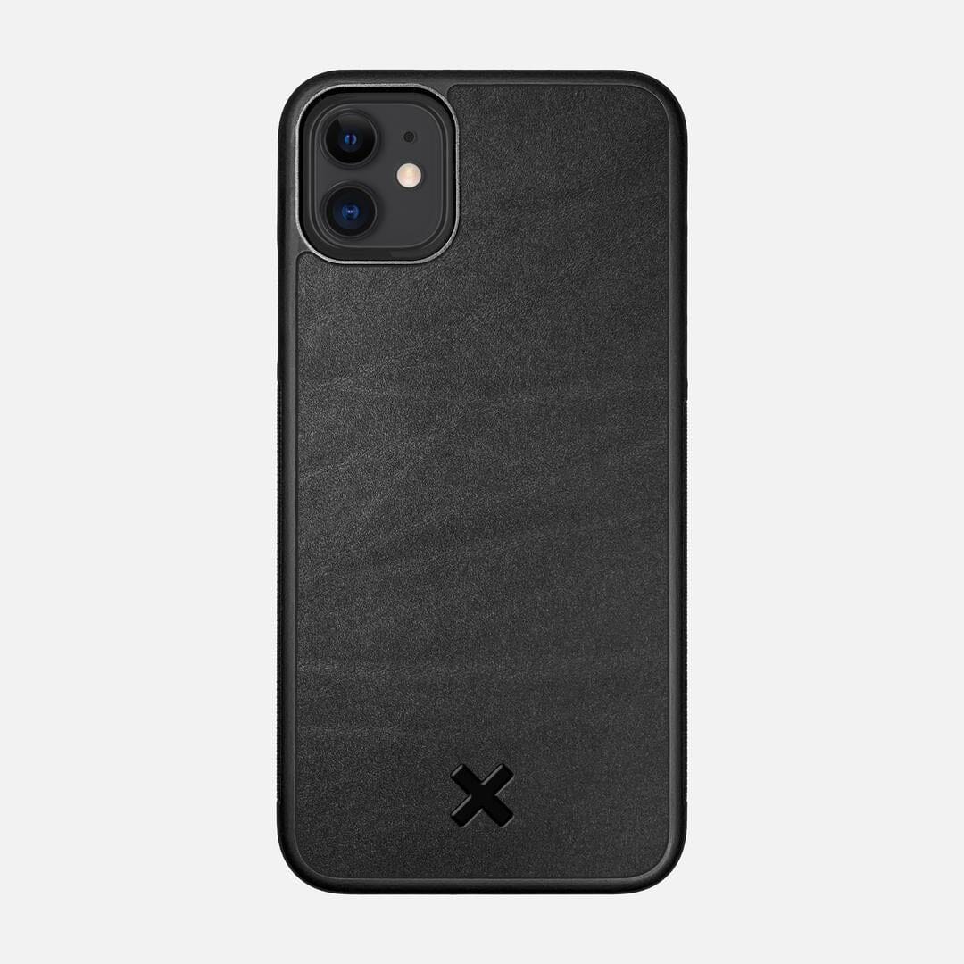Charcoal Leather Case for the Apple iPhone 11 featuring a Genuine Leather backer with the Keyway X Mark#Phone Model_iPhone 11