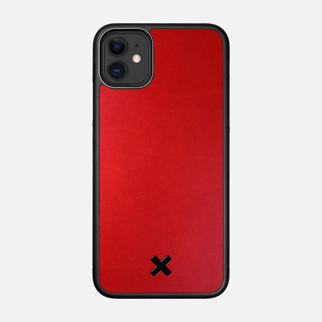 Crimson Leather Case for the Apple iPhone 11 featuring a Genuine Leather backer with the Keyway X Mark#Phone Model_iPhone 11