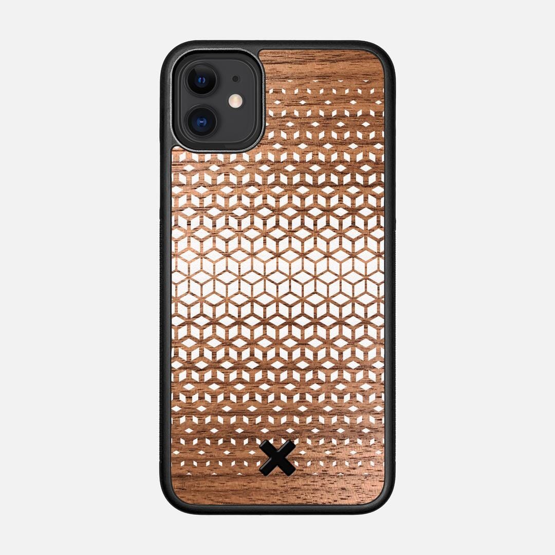 Geo Case for the Apple iPhone 11 featuring a UV Printed Walnut Wood backer with the Keyway X Mark#Phone Model_iPhone 11