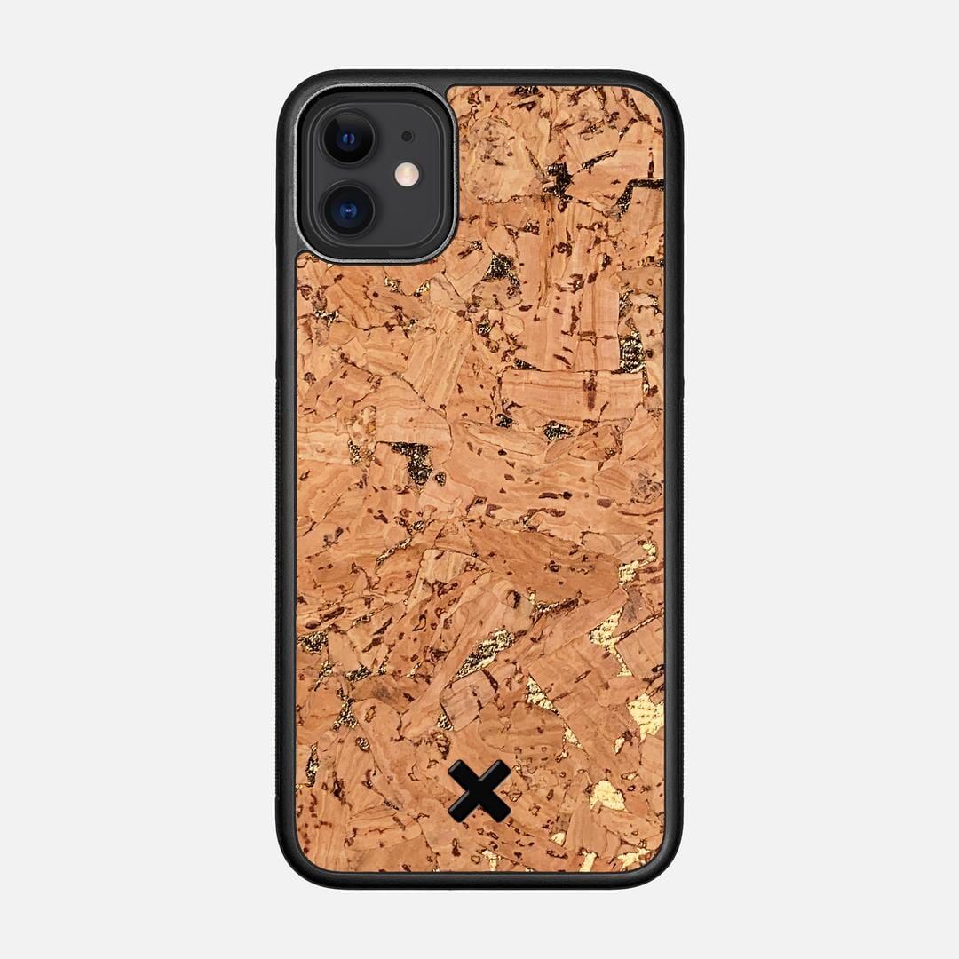 Gold Cork Case for the Apple iPhone 11 featuring a Genuine Cork backer with the Keyway X Mark#Phone Model_iPhone 11