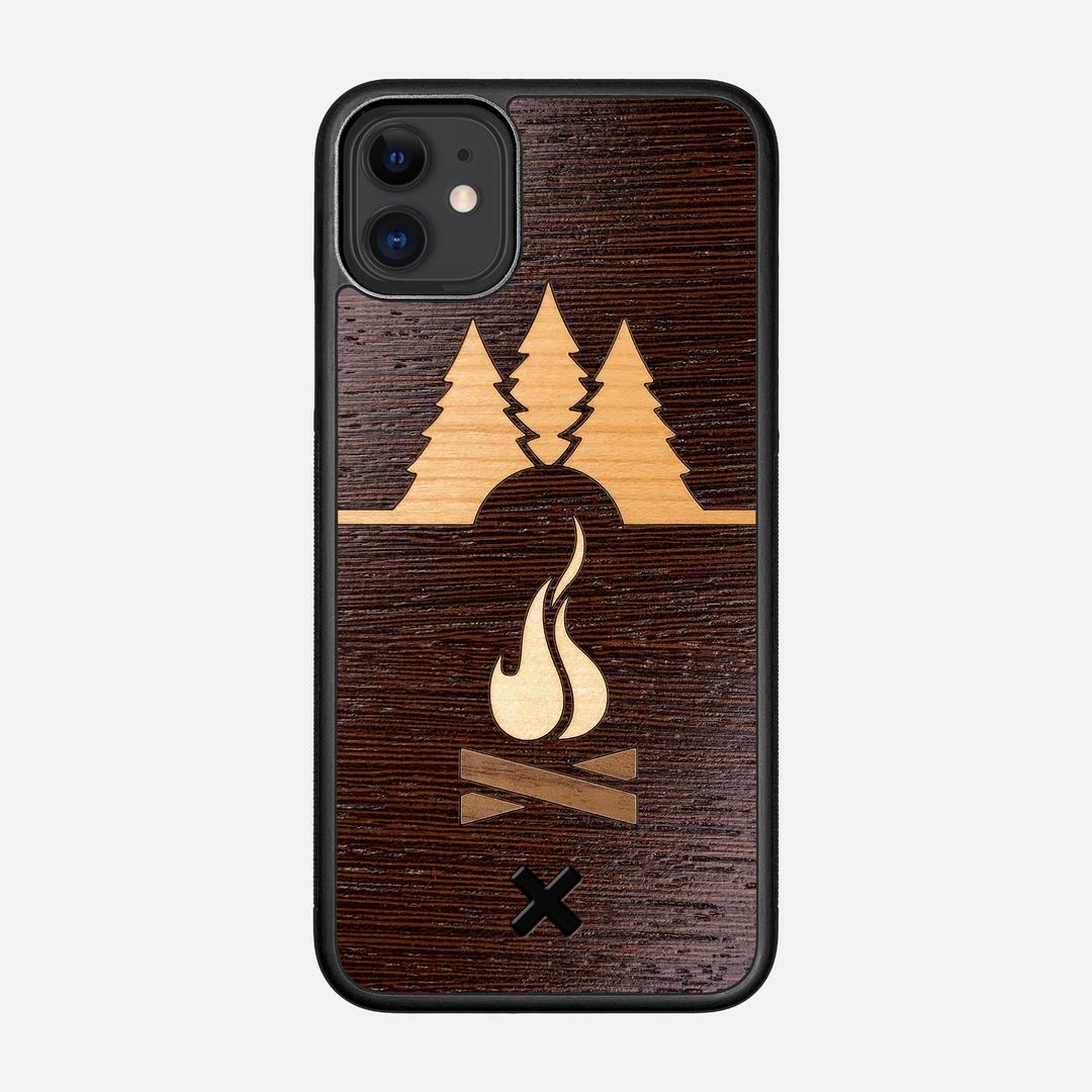 Nomad Case for the Apple iPhone 11 featuring a Wenge, Cherry, Maple, and Walnut Wood backer with the Keyway X Mark#Phone Model_iPhone 11