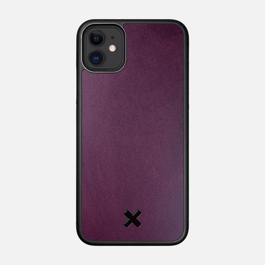 Plum Leather Case for the Apple iPhone 11 featuring a Genuine Leather backer with the Keyway X Mark#Phone Model_iPhone 11