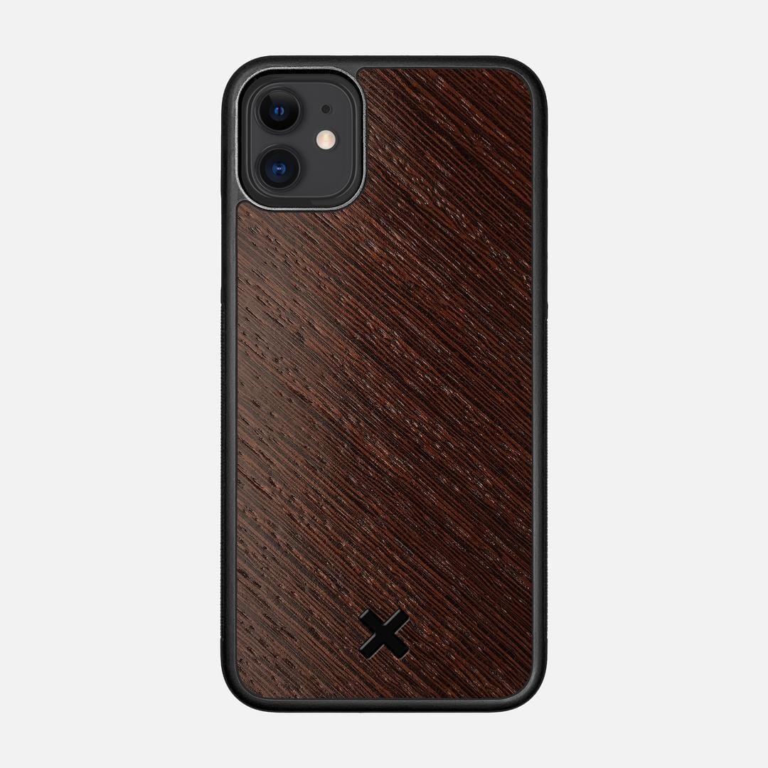 Wenge Pure Case for the Apple iPhone 11 featuring a Wenge Wood backer with the Keyway X Mark#Phone Model_iPhone 11
