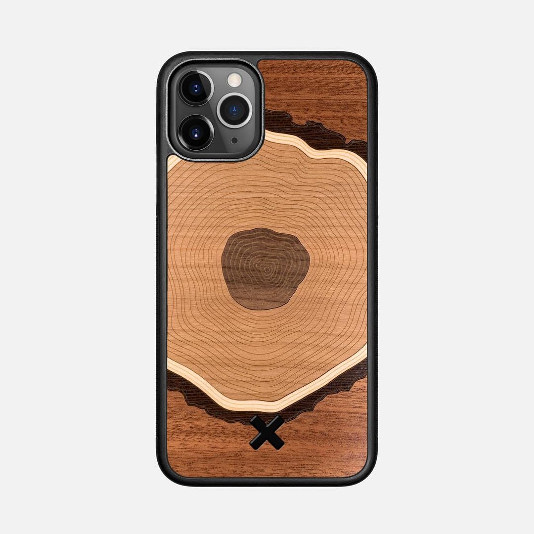 Arbor Case for the Apple iPhone 11 Pro featuring a Sapele, Wenge, Maple, Cherry, and Walnut Wood backer with the Keyway X Mark#Phone Model_iPhone 11 Pro