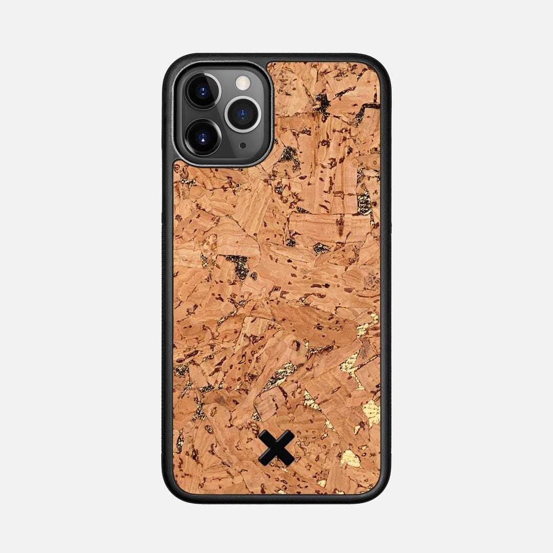 Gold Cork Case for the Apple iPhone 11 Pro featuring a Genuine Cork backer with the Keyway X Mark#Phone Model_iPhone 11 Pro