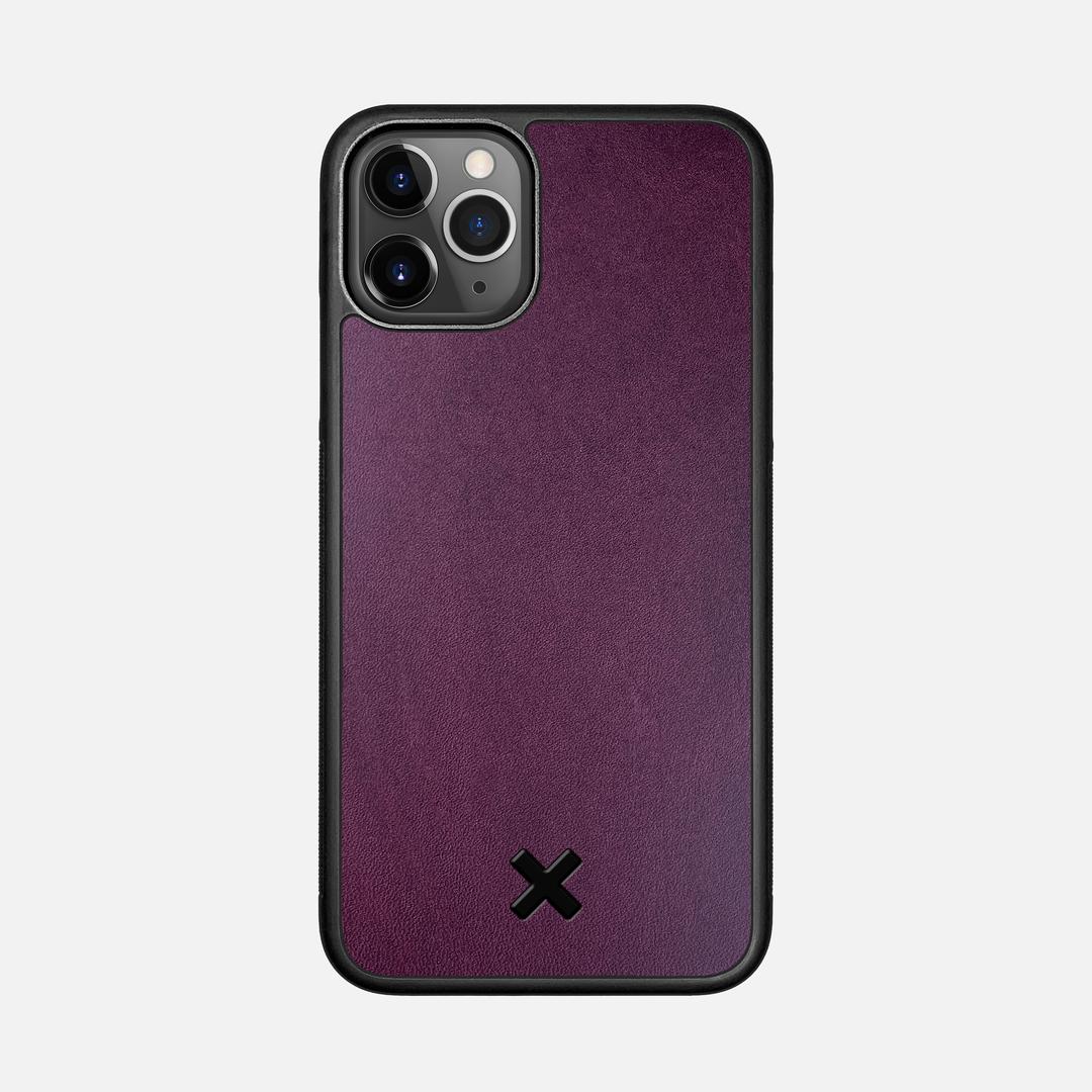 Plum Leather Case for the Apple iPhone 11 Pro featuring a Genuine Leather backer with the Keyway X Mark#Phone Model_iPhone 11 Pro