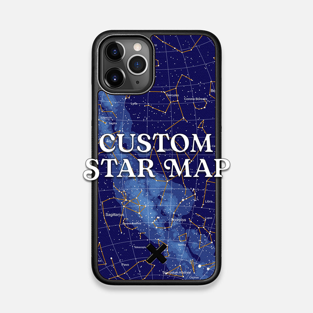 Front view of the Custom Star Map Printed Canvas iPhone 11 Pro Case by Keyway Designs