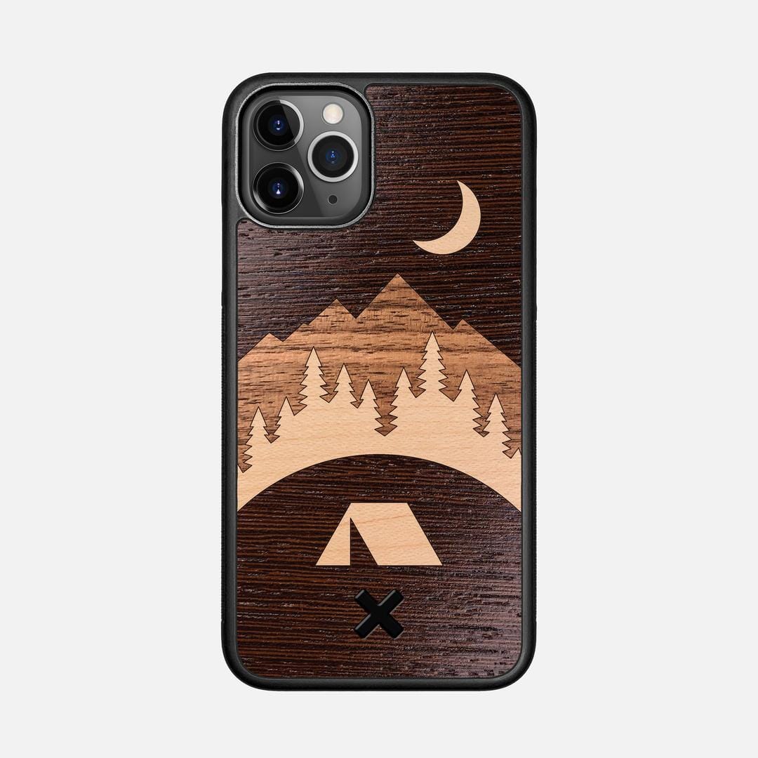 Woodland Case for the Apple iPhone 11 Pro featuring a Wenge, Maple, and Walnut Wood backer with the Keyway X Mark#Phone Model_iPhone 11 Pro