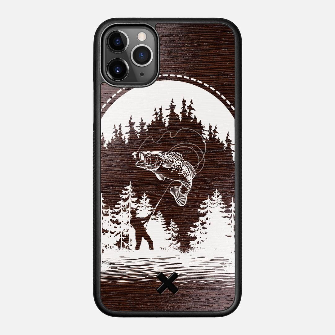 Angler Case for the Apple iPhone 11 Pro Max featuring a UV Print and Wenge Wood backer with the Keyway X Mark#Phone Model_iPhone 11 Pro Max