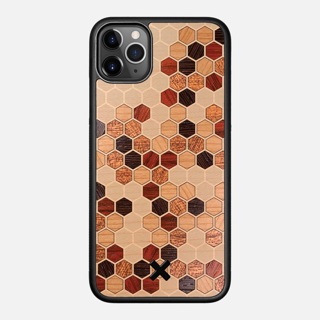 Cellular Case for the Apple iPhone 11 Pro Max featuring a Maple, Cherry, Sapele, Padauk, and Wenge Wood backer with the Keyway X Mark#Phone Model_iPhone 11 Pro Max