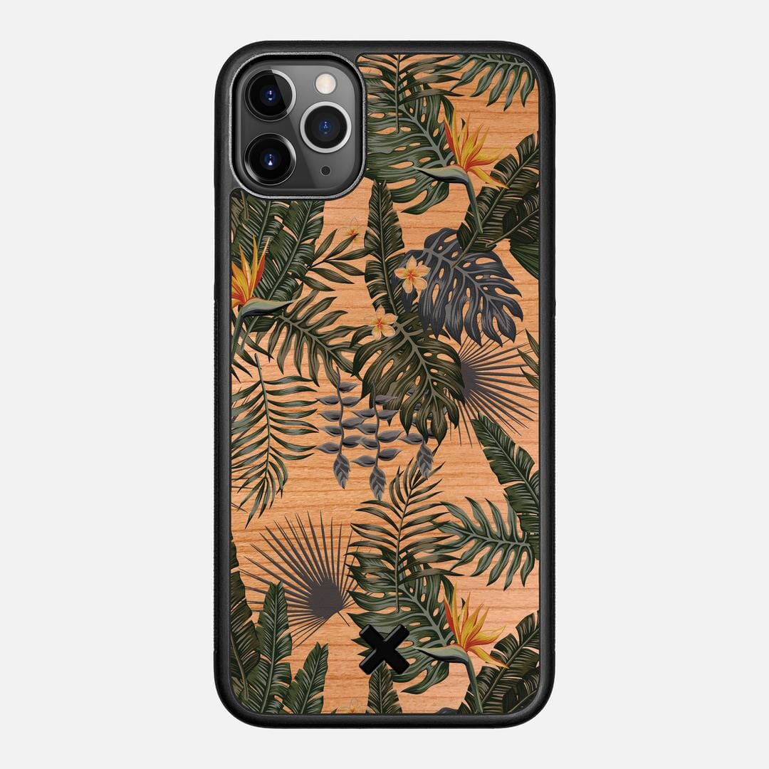 Flora Case for the Apple iPhone 11 Pro Max featuring a UV Printed Cherry Wood backer with the Keyway X Mark#Phone Model_iPhone 11 Pro Max