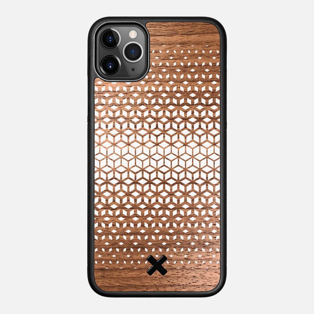 Geo Case for the Apple iPhone 11 Pro Max featuring a UV Printed Walnut Wood backer with the Keyway X Mark#Phone Model_iPhone 11 Pro Max