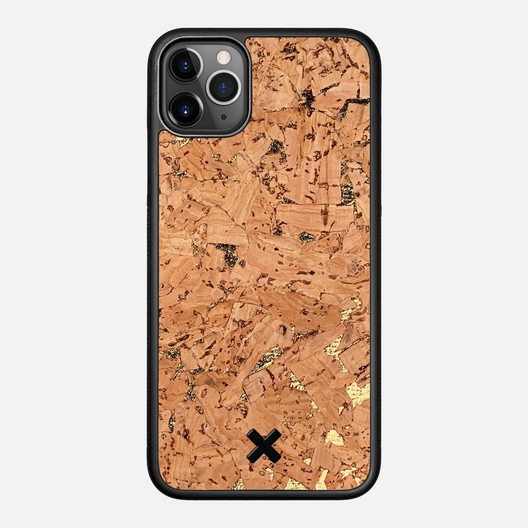 Gold Cork Case for the Apple iPhone 11 Pro Max featuring a Genuine Cork backer with the Keyway X Mark#Phone Model_iPhone 11 Pro Max