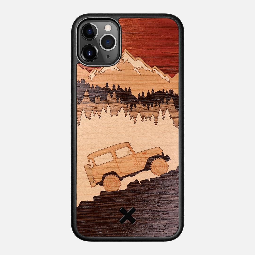 Off-Road Case for the Apple iPhone 11 Pro Max featuring a Padauk, Cherry, Maple, and Walnut Wood backer with the Keyway X Mark#Phone Model_iPhone 11 Pro Max