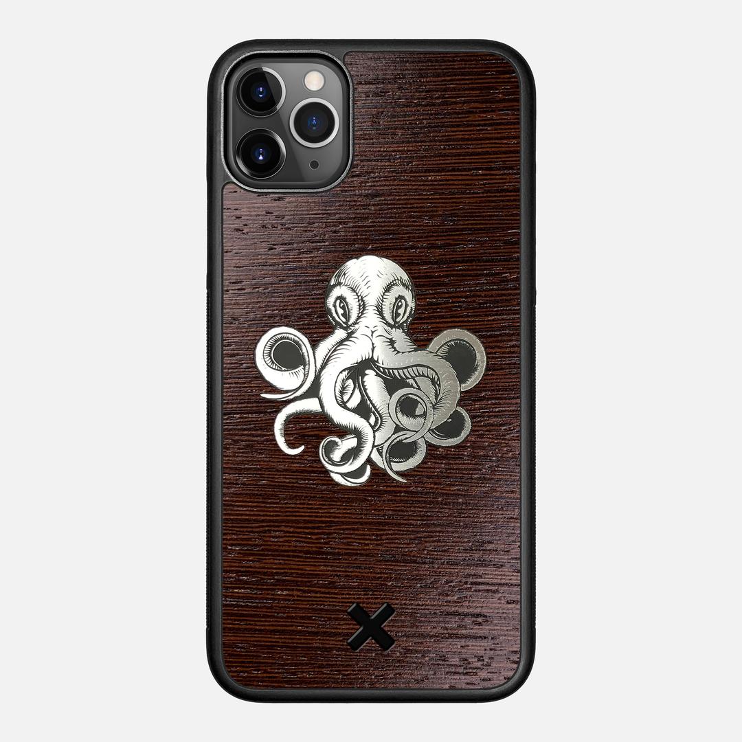 Prize Kraken Case for the Apple iPhone 11 Pro Max featuring an Engraved Silver and Wenge Wood backer with the Keyway X Mark#Phone Model_iPhone 11 Pro Max