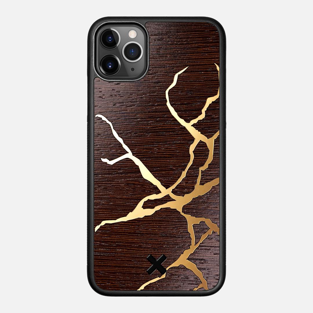 Restore Case for the Apple iPhone 11 Pro Max featuring a Gold and Wenge Wood backer with the Keyway X Mark#Phone Model_iPhone 11 Pro Max