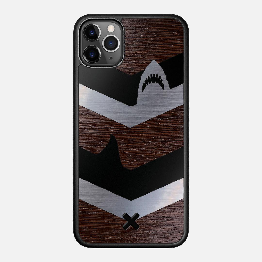 Shark Chevron Case for the Apple iPhone 11 Pro Max featuring an Engraved Silver and Wenge Wood backer with the Keyway X Mark#Phone Model_iPhone 11 Pro Max