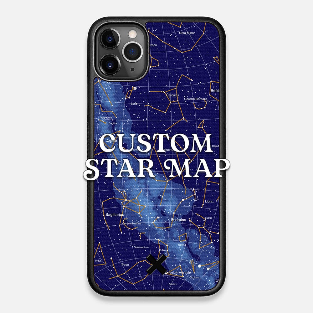 Front view of the Custom Star Map Printed Canvas iPhone 11 Pro Max Case by Keyway Designs