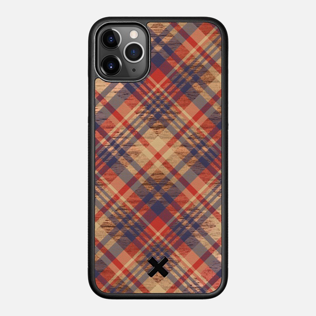 Tartan Case for the Apple iPhone 11 Pro Max featuring a UV Printed Walnut Wood backer with the Keyway X Mark#Phone Model_iPhone 11 Pro Max