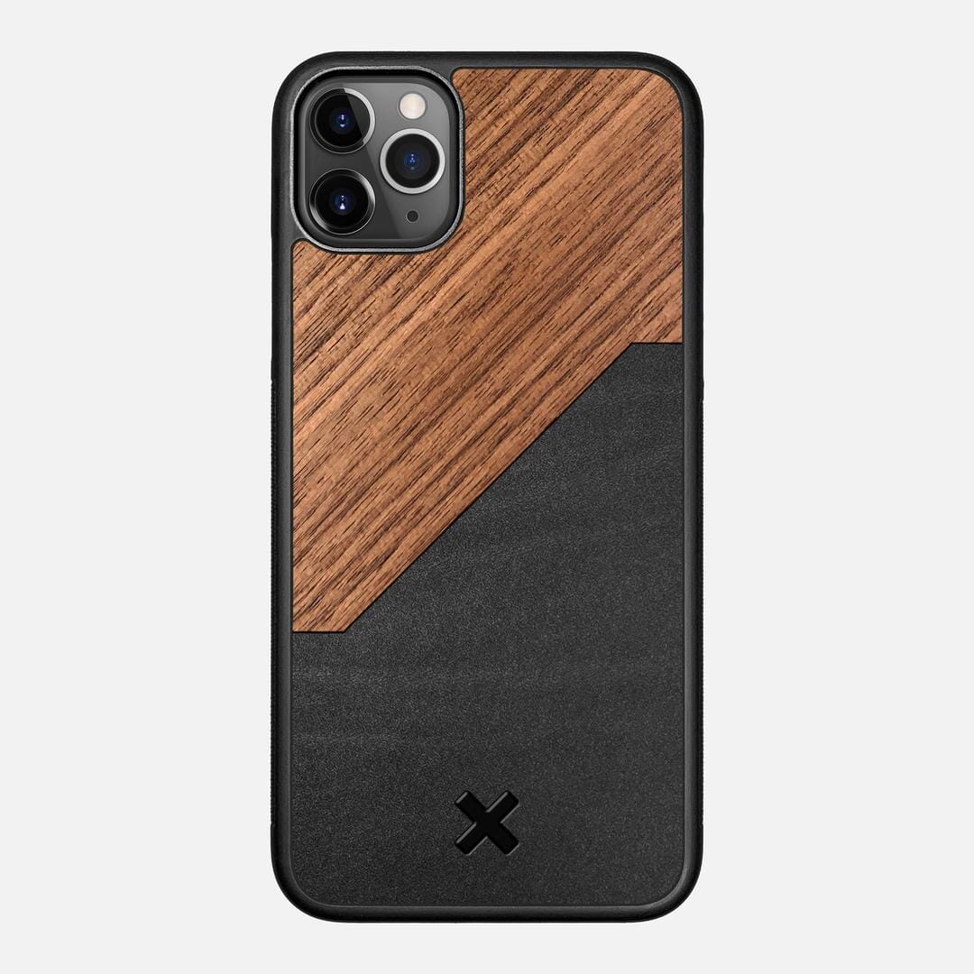 Walnut Rift Case for the Apple iPhone 11 Pro Max featuring a Genuine Leather and Walnut Wood backer with the Keyway X Mark#Phone Model_iPhone 11 Pro Max
