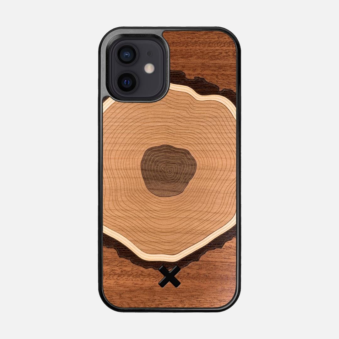 Arbor Case for the Apple iPhone 12 featuring a Sapele, Wenge, Maple, Cherry, and Walnut Wood backer with the Keyway X Mark#Phone Model_iPhone 12