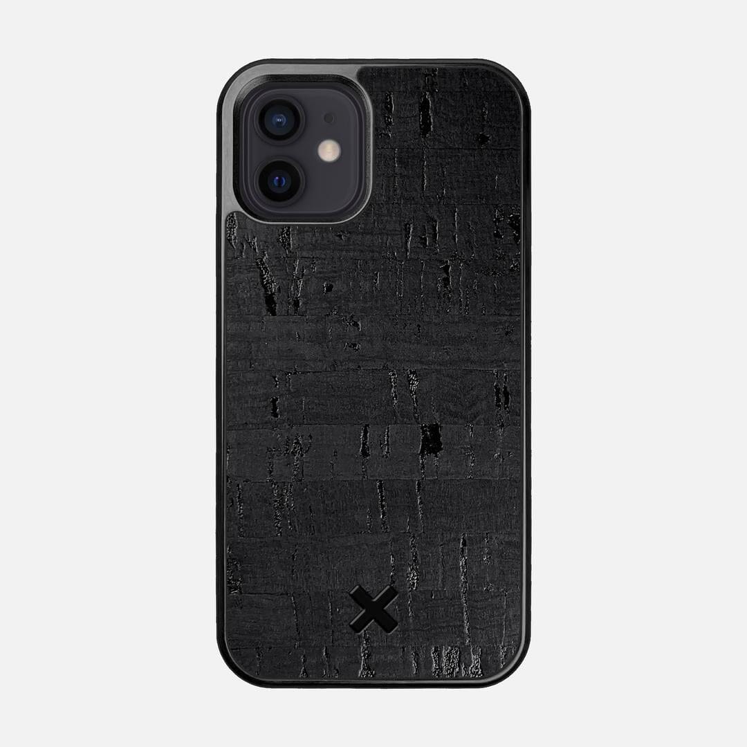Black Cork Case for the Apple iPhone 12 featuring a Genuine Cork backer with the Keyway X Mark#Phone Model_iPhone 12
