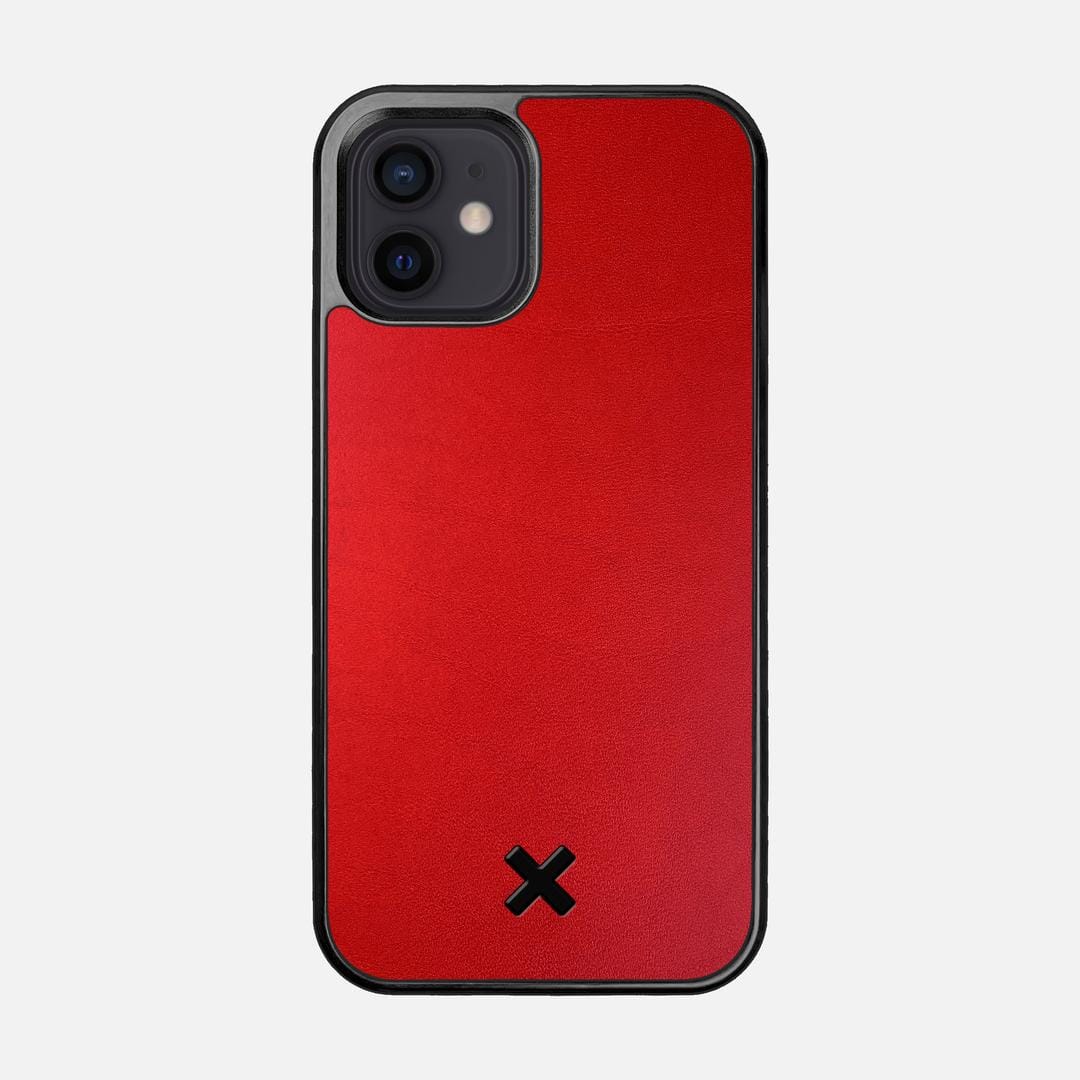 Crimson Leather Case for the Apple iPhone 12 featuring a Genuine Leather backer with the Keyway X Mark#Phone Model_iPhone 12