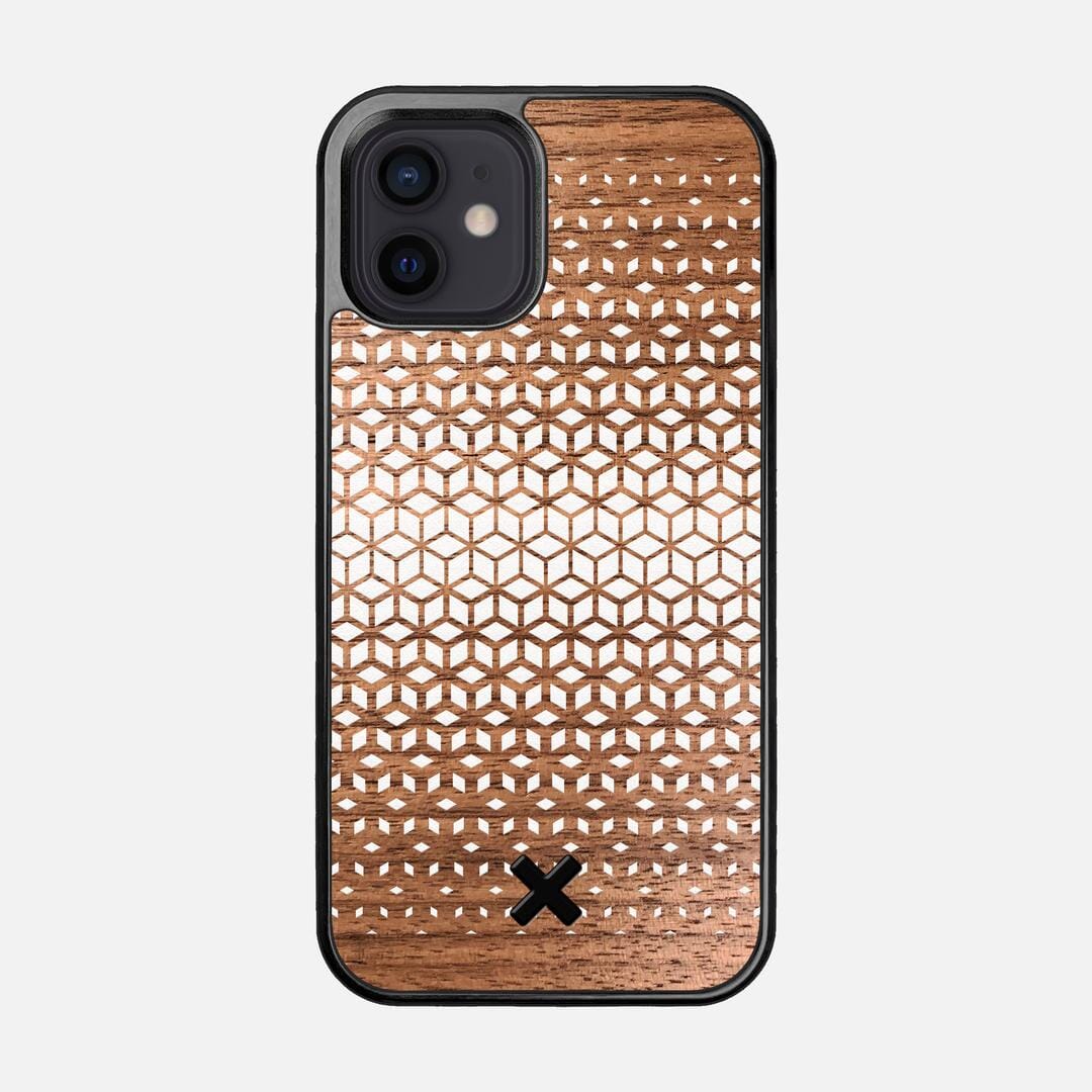 Geo Case for the Apple iPhone 12 featuring a UV Printed Walnut Wood backer with the Keyway X Mark#Phone Model_iPhone 12