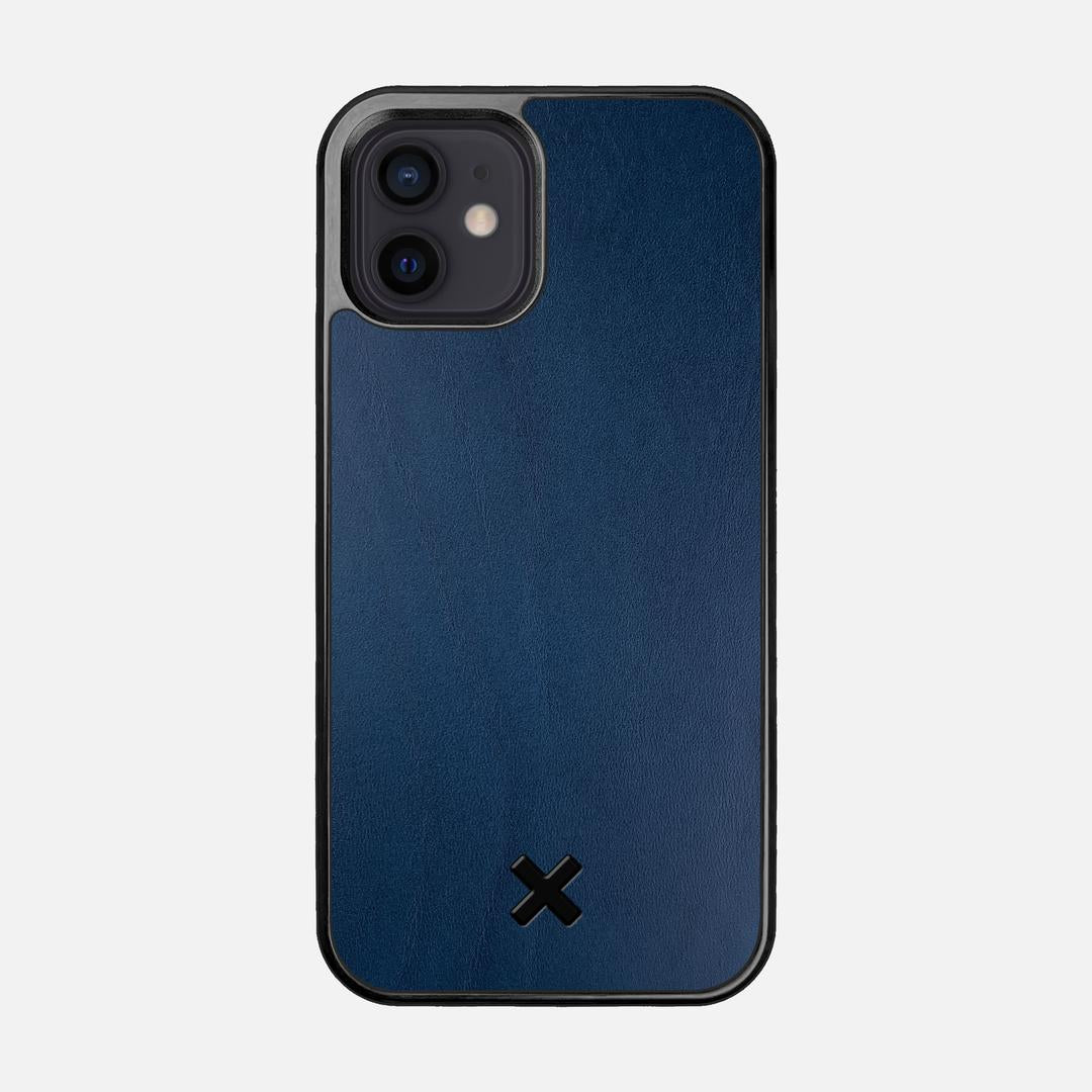 Midnight Leather Case for the Apple iPhone 12 featuring a Genuine Leather backer with the Keyway X Mark#Phone Model_iPhone 12