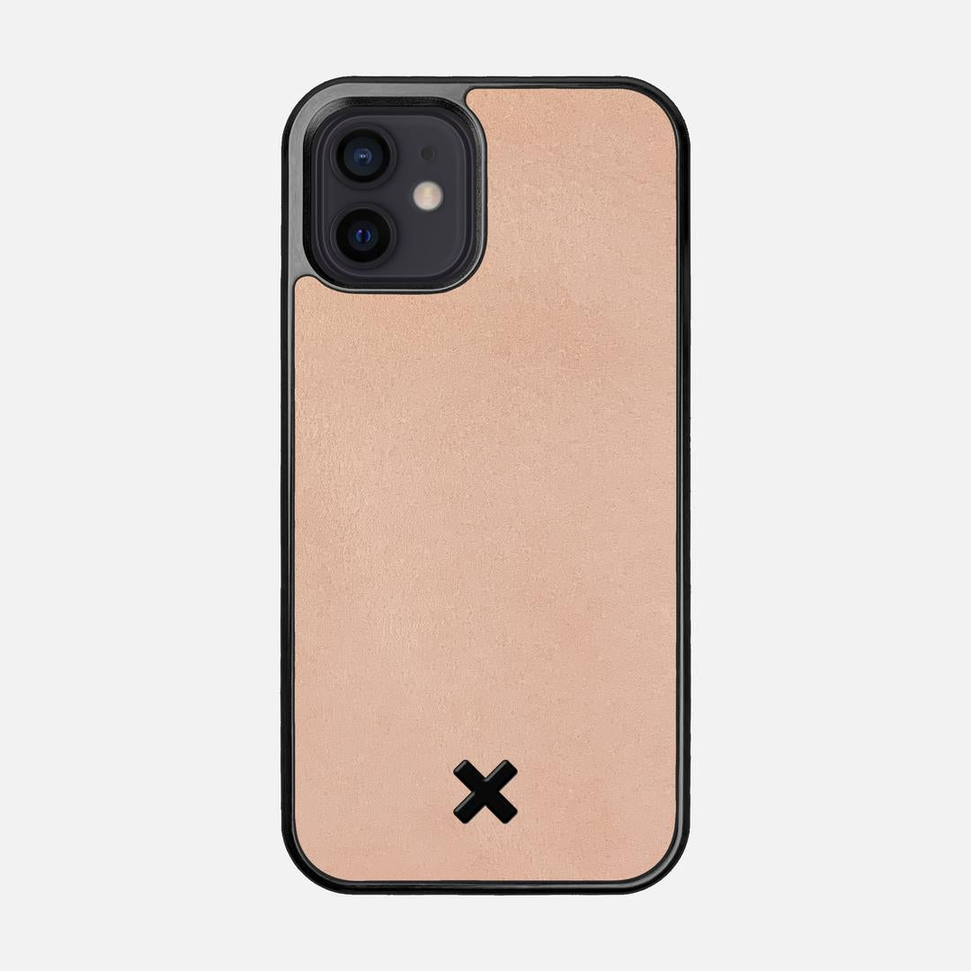 Natural Leather Case for the Apple iPhone 12 featuring a Genuine Leather backer with the Keyway X Mark#Phone Model_iPhone 12