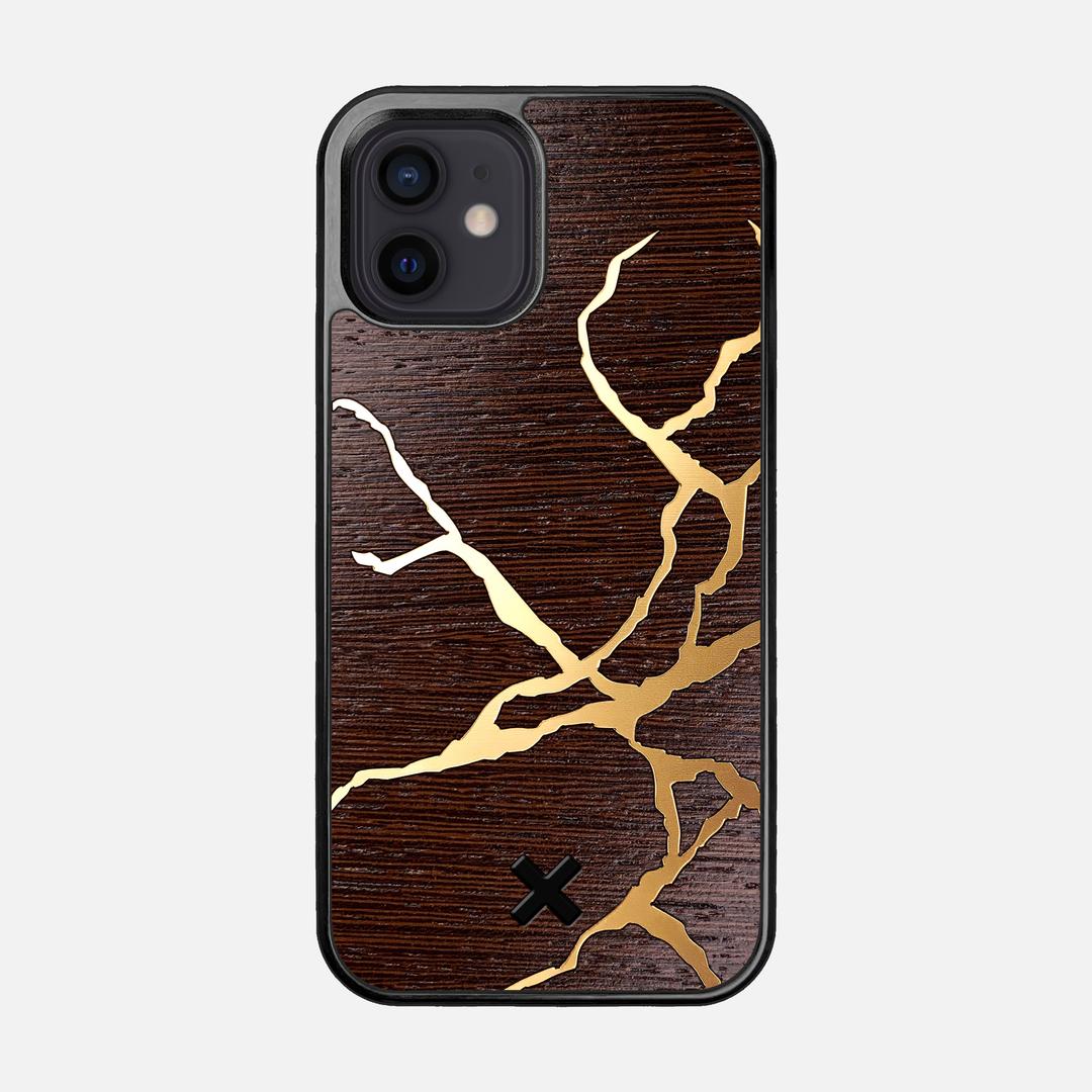 Restore Case for the Apple iPhone 12 featuring a Gold and Wenge Wood backer with the Keyway X Mark#Phone Model_iPhone 12