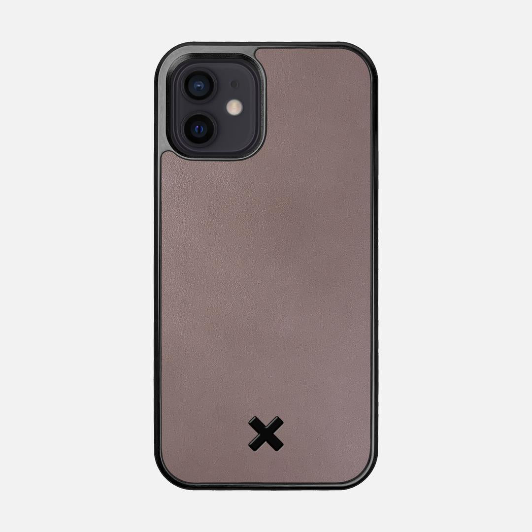 Slate Leather Case for the Apple iPhone 12 featuring a Genuine Leather backer with the Keyway X Mark#Phone Model_iPhone 12