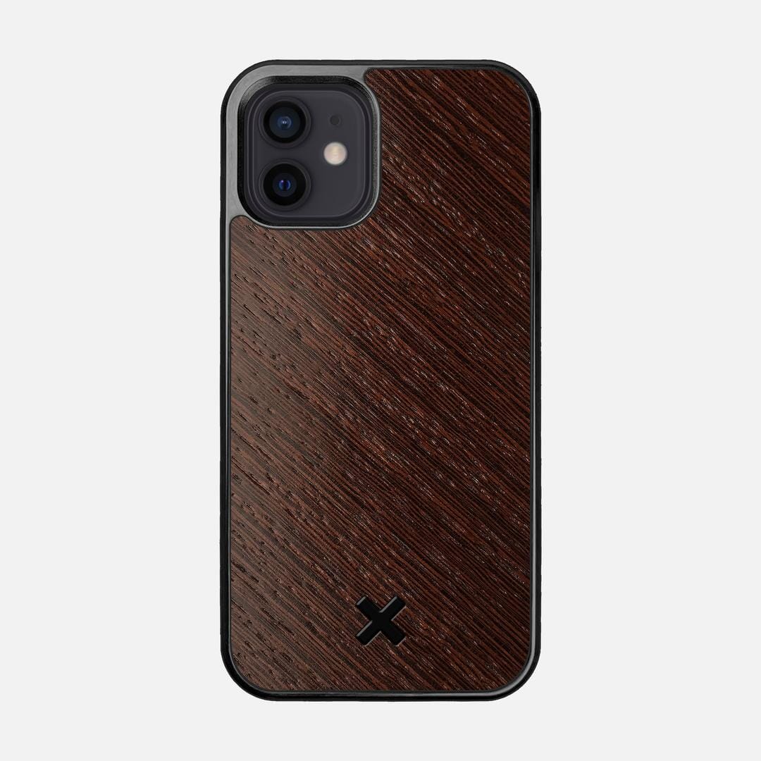 Wenge Pure Case for the Apple iPhone 12 featuring a Wenge Wood backer with the Keyway X Mark#Phone Model_iPhone 12