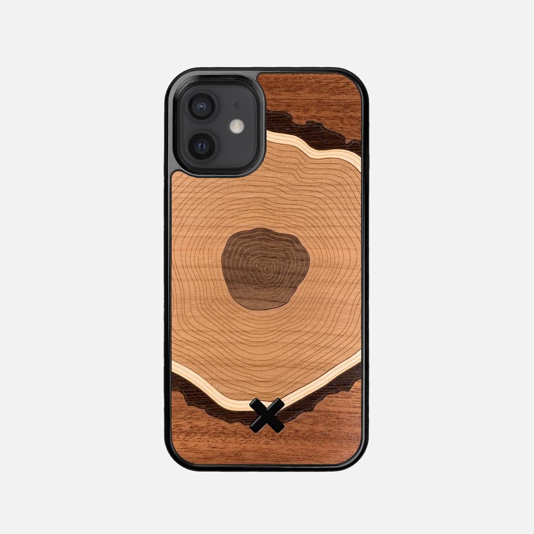 Arbor Case for the Apple iPhone 12 Mini featuring a Sapele, Wenge, Maple, Cherry, and Walnut Wood backer with the Keyway X Mark#Phone Model_iPhone 12 Mini