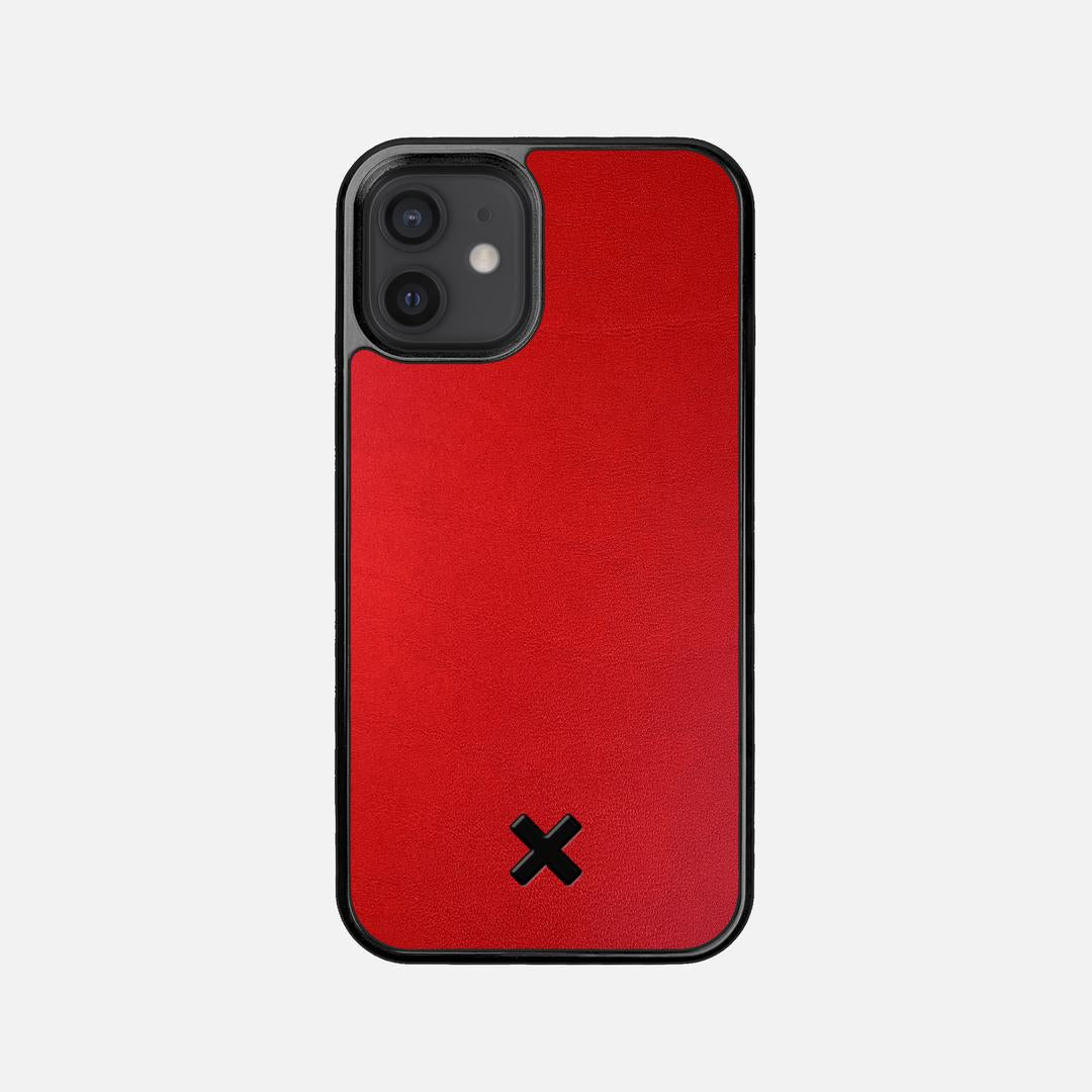 Crimson Leather Case for the Apple iPhone 12 Mini featuring a Genuine Leather backer with the Keyway X Mark#Phone Model_iPhone 12 Mini