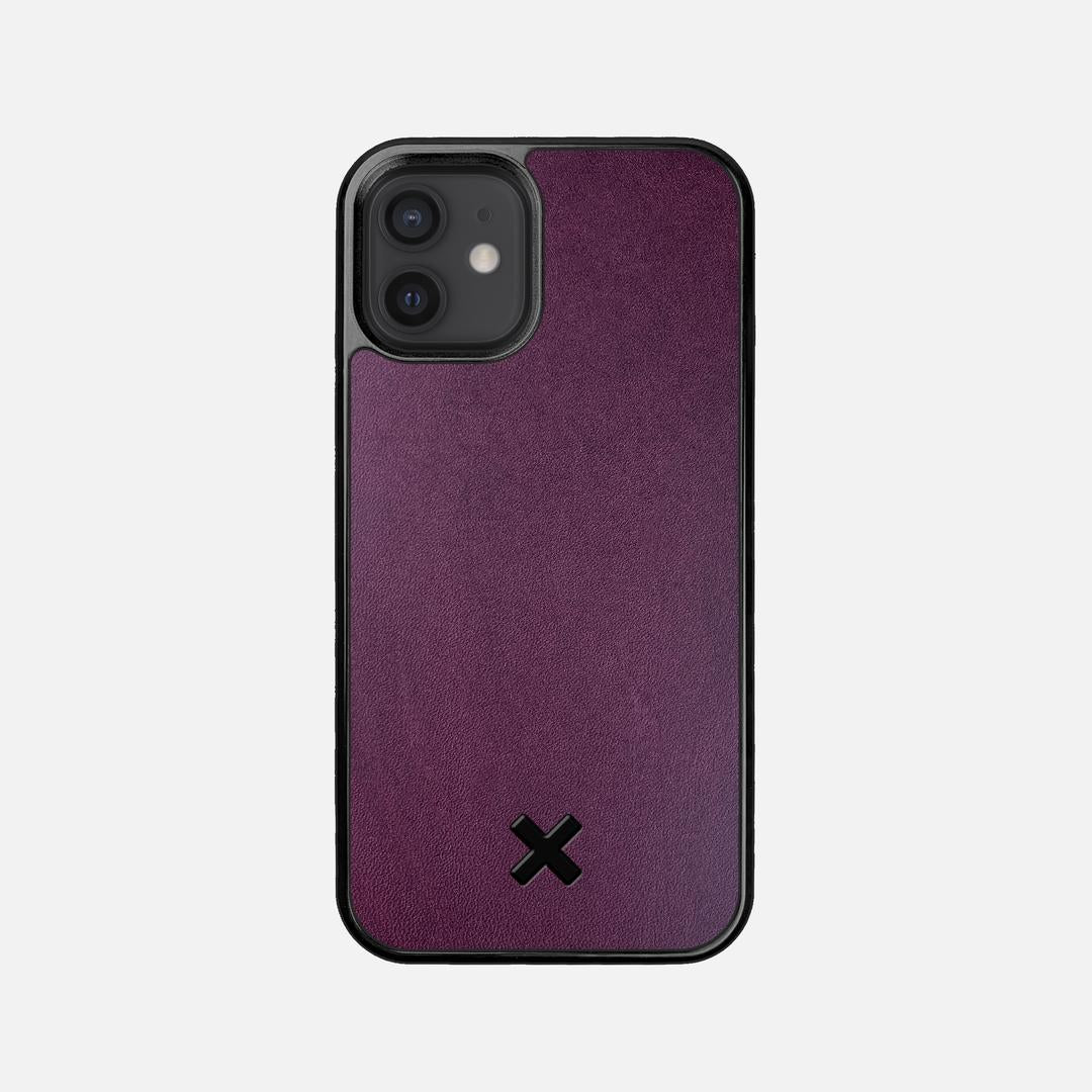 Plum Leather Case for the Apple iPhone 12 Mini featuring a Genuine Leather backer with the Keyway X Mark#Phone Model_iPhone 12 Mini