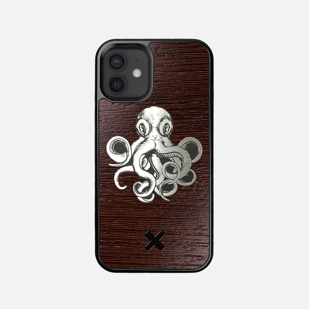 Prize Kraken Case for the Apple iPhone 12 Mini featuring an Engraved Silver and Wenge Wood backer with the Keyway X Mark#Phone Model_iPhone 12 Mini