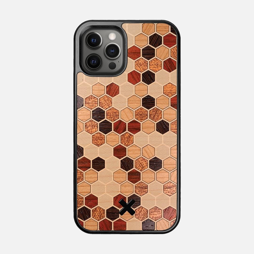 Cellular Case for the Apple iPhone 12 Pro featuring a Maple, Cherry, Sapele, Padauk, and Wenge Wood backer with the Keyway X Mark#Phone Model_iPhone 12 Pro