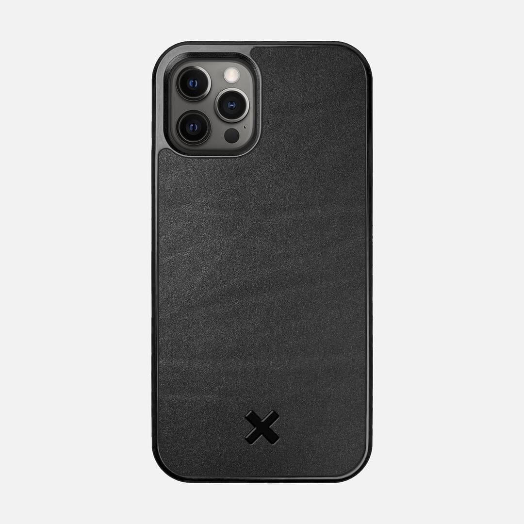 Charcoal Leather Case for the Apple iPhone 12 Pro featuring a Genuine Leather backer with the Keyway X Mark#Phone Model_iPhone 12 Pro