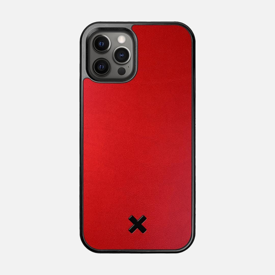 Crimson Leather Case for the Apple iPhone 12 Pro featuring a Genuine Leather backer with the Keyway X Mark#Phone Model_iPhone 12 Pro