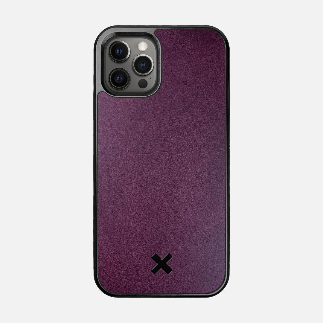 Plum Leather Case for the Apple iPhone 12 Pro featuring a Genuine Leather backer with the Keyway X Mark#Phone Model_iPhone 12 Pro